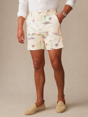 J McLaughlin Chatham Shorts in Compass Points - Cream/Blue/Red NEW